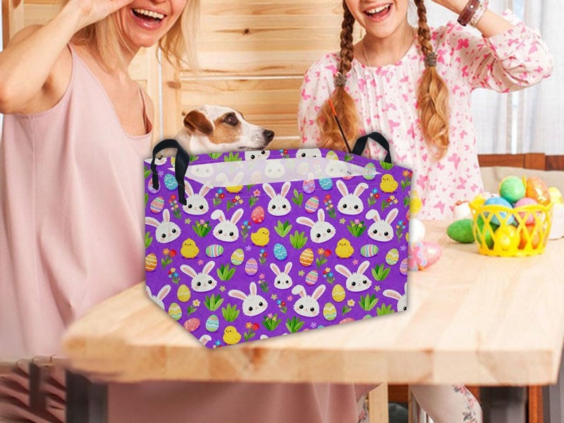 DDBASKET Easter Basket for Kids Gift Baskets Empty Baby Easter Basket for Boys and Girls Rectangular Toy Storage Bins Organizer Bin Box Cute room Decor for Home - Image 4